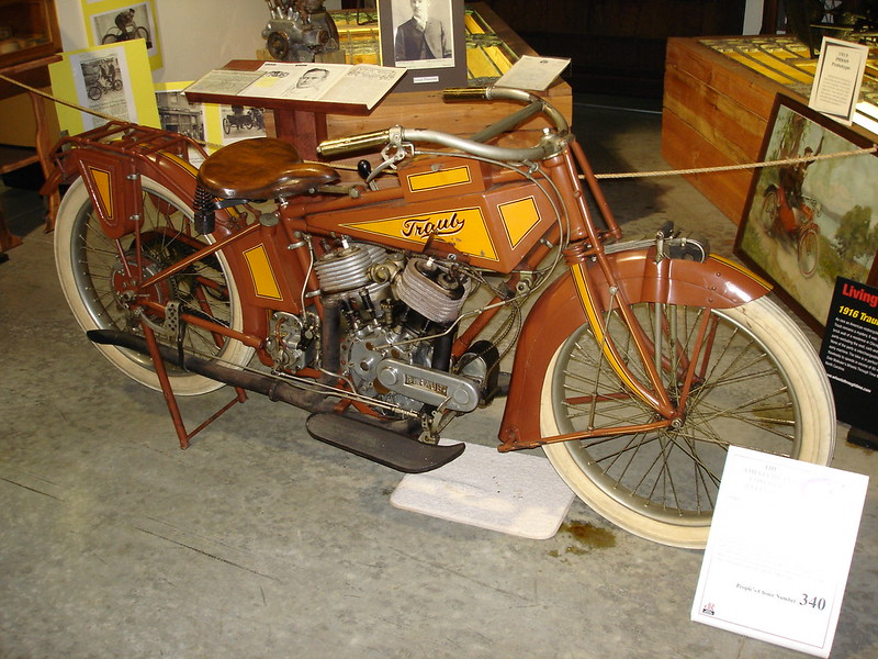 Close-up Photo of Traub Motorcycle Displayed in a Museum
