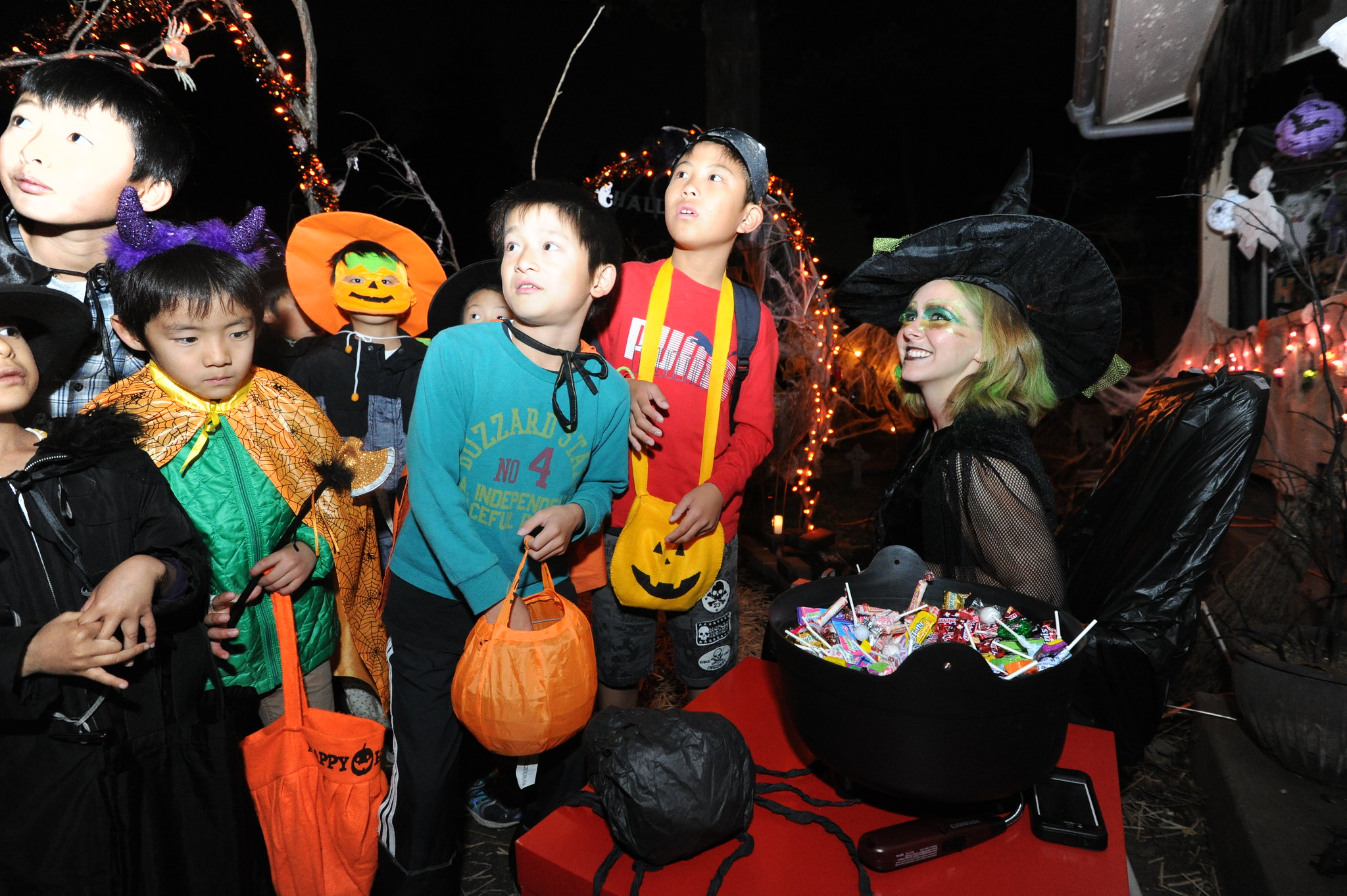 Halloween trick or treating.