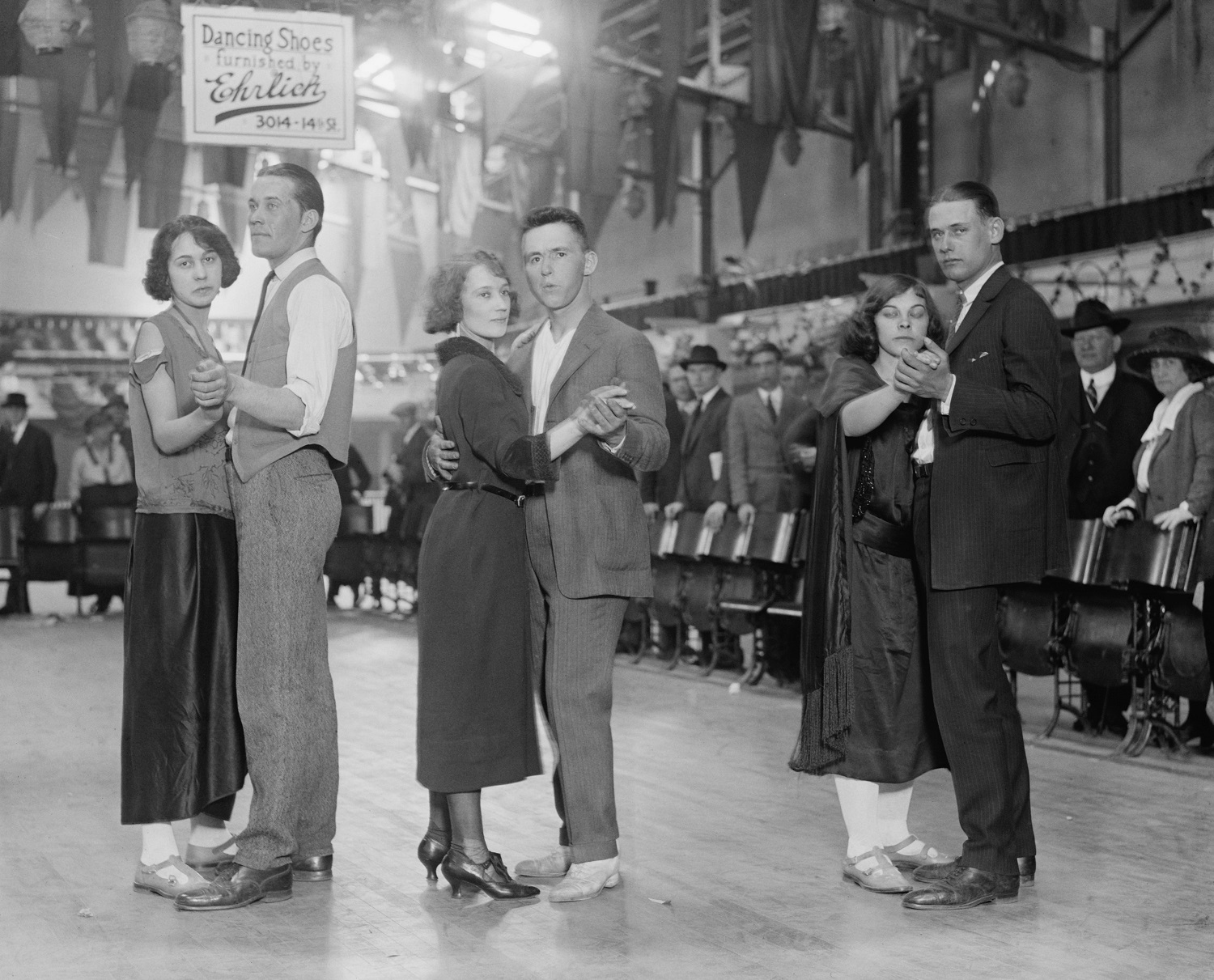 Three couples about to begin a round of Marathon dancing, April 20, 1923