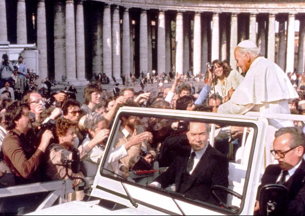 Pope John Paul II seconds before being shot