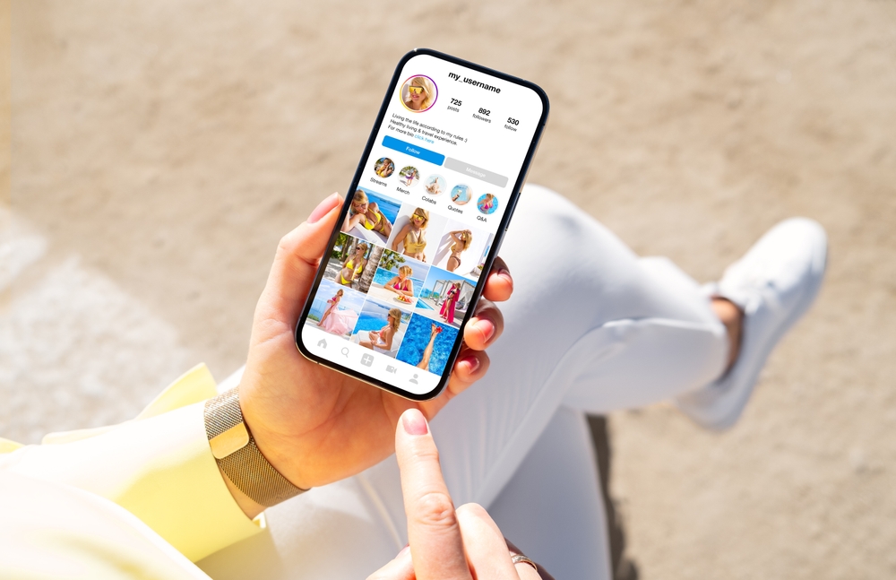 image of woman using Instagram