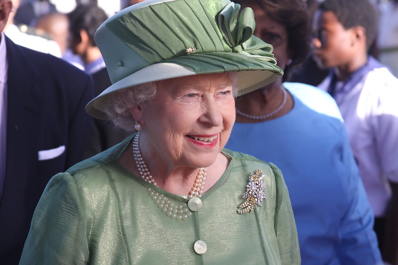 Portrait Photo of Queen Elizabeth II in green dress