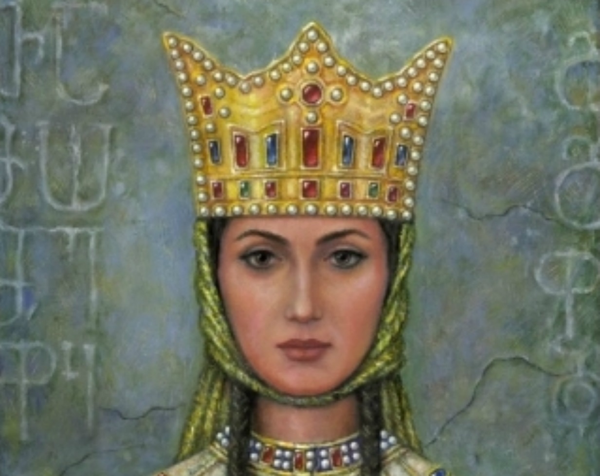 Painting portrait of Queen Tamar of Georgia.