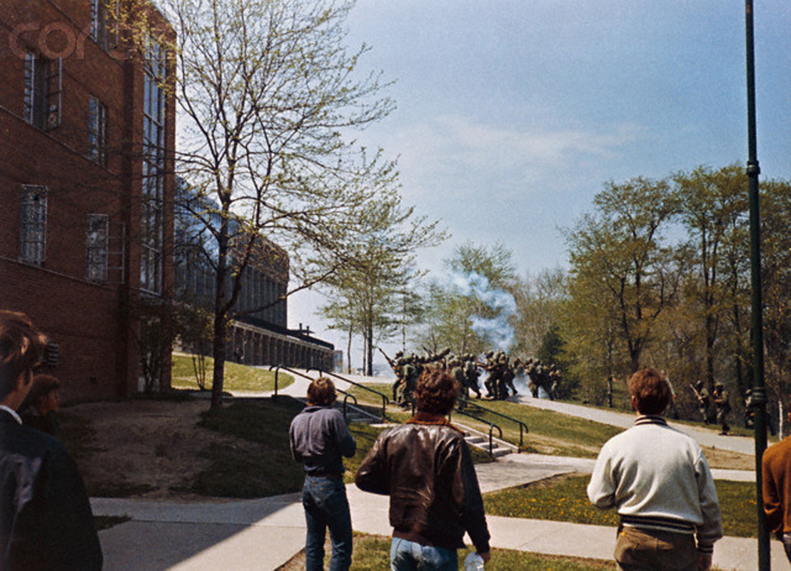 1970 - Kent State University students demonstrate to protest the widening of the war in Southeast Asia.