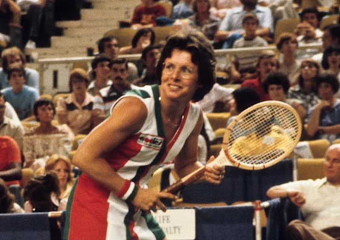 Billie Jean King looking at side.