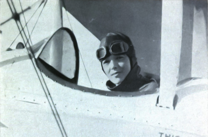 Amelia Earhart In Training Plane