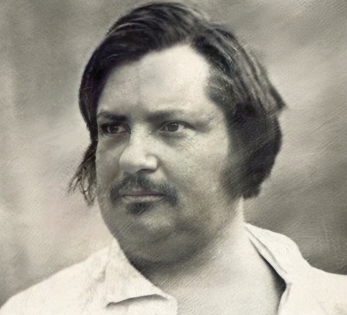 Daguerreotype of Honoré De Balzac on blurred background