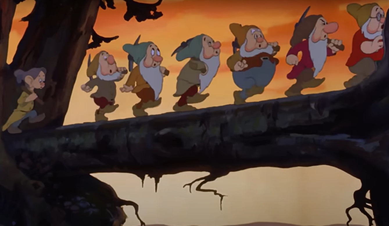 Screenshot from the animated movie Snow White and the Seven Dwarfs (1937)