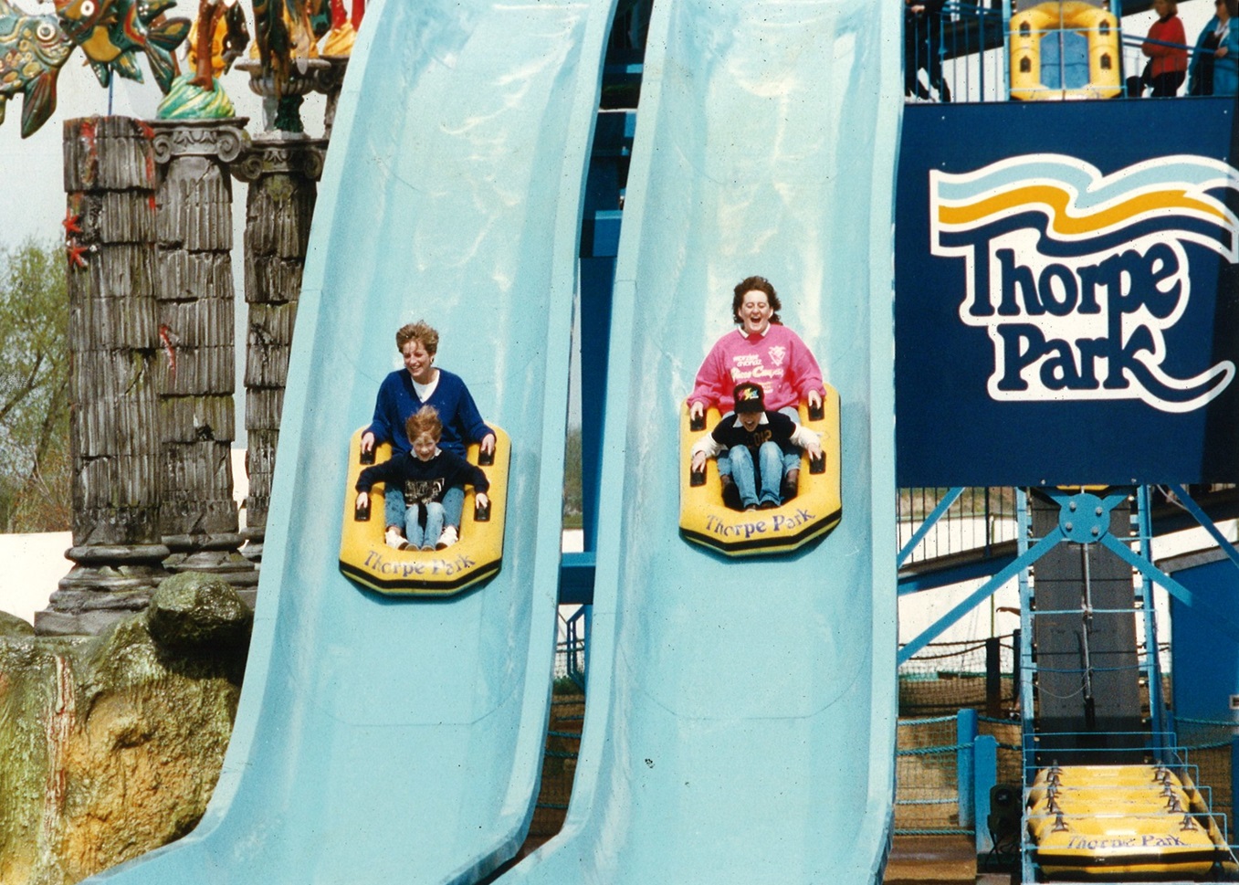 Princess Diana Prince Harry and Price William at Thorpe Park.