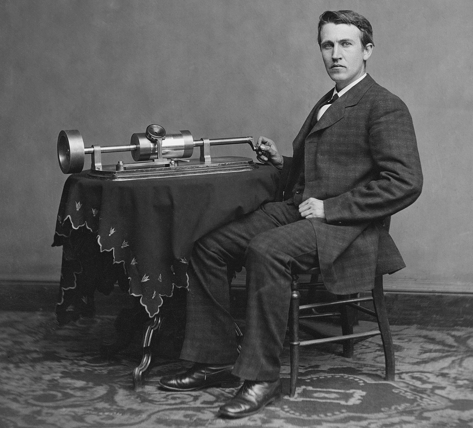 Thomas Edison and his early phonograph