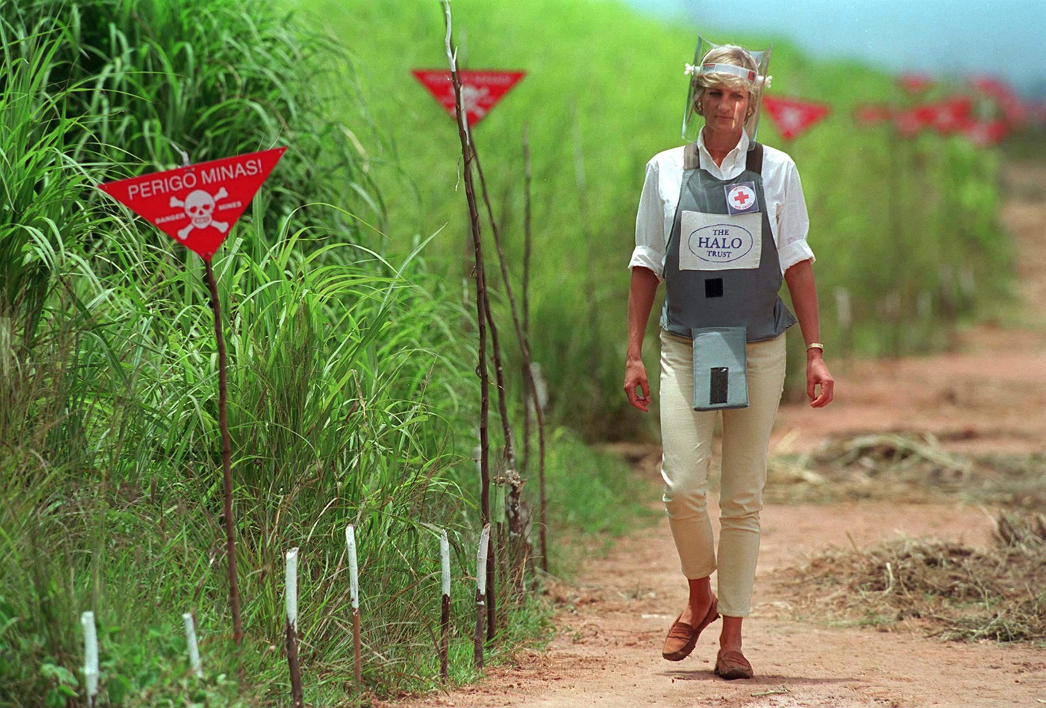 Diana, Princess Of Wales, Visits A Minefield Being Cleared By The Charity Halo In Huambo, Angola - 1997