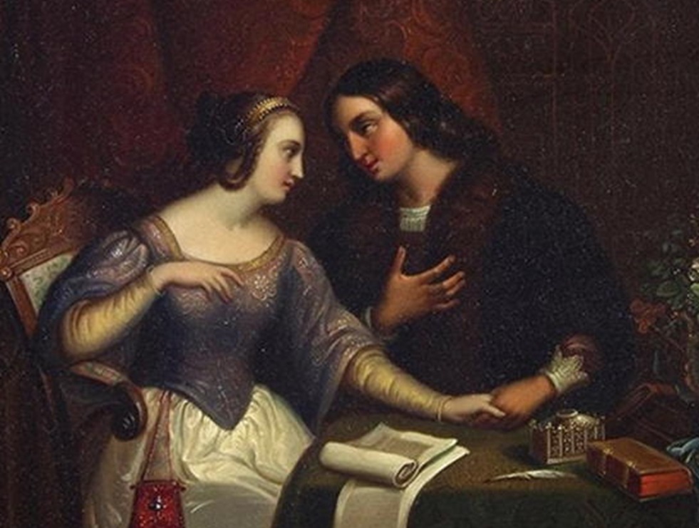 Heloise and Abailard, oil on copper -1829.