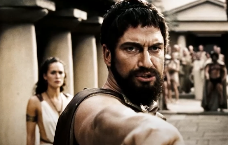 Gerard Butler as King Leonidas in the movie 300