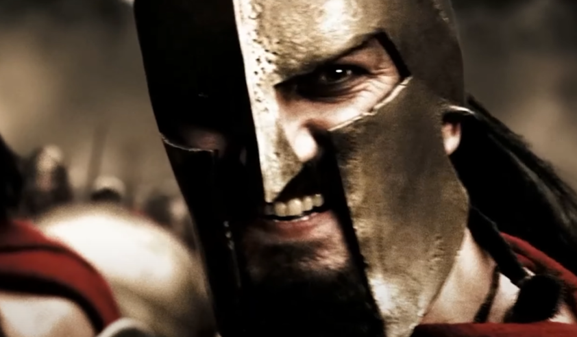 Gerard Butler as King Leonidas in the movie 300