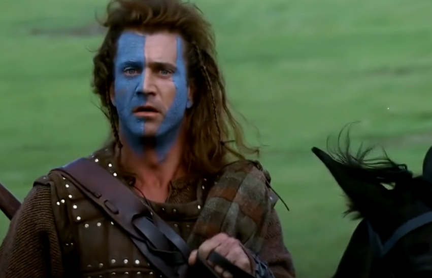 Mel Gibson in Braveheart on a horse