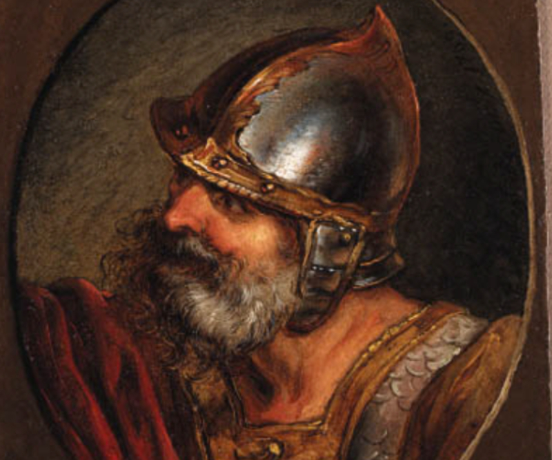 Roman soldier wearing a helmet