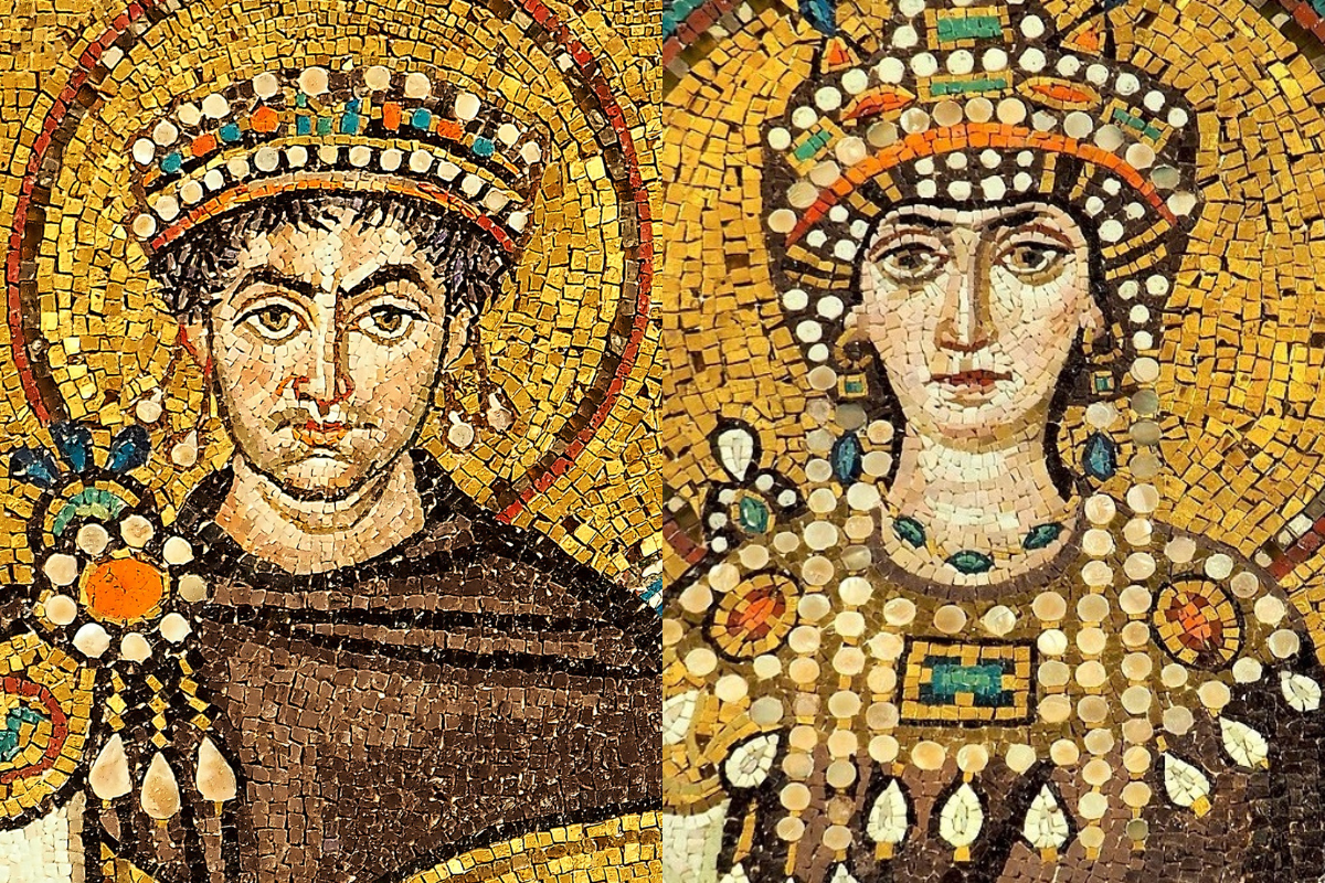 Mosaic of Iustinianus I and Mosaic of Theodora - Basilica of San Vitale.