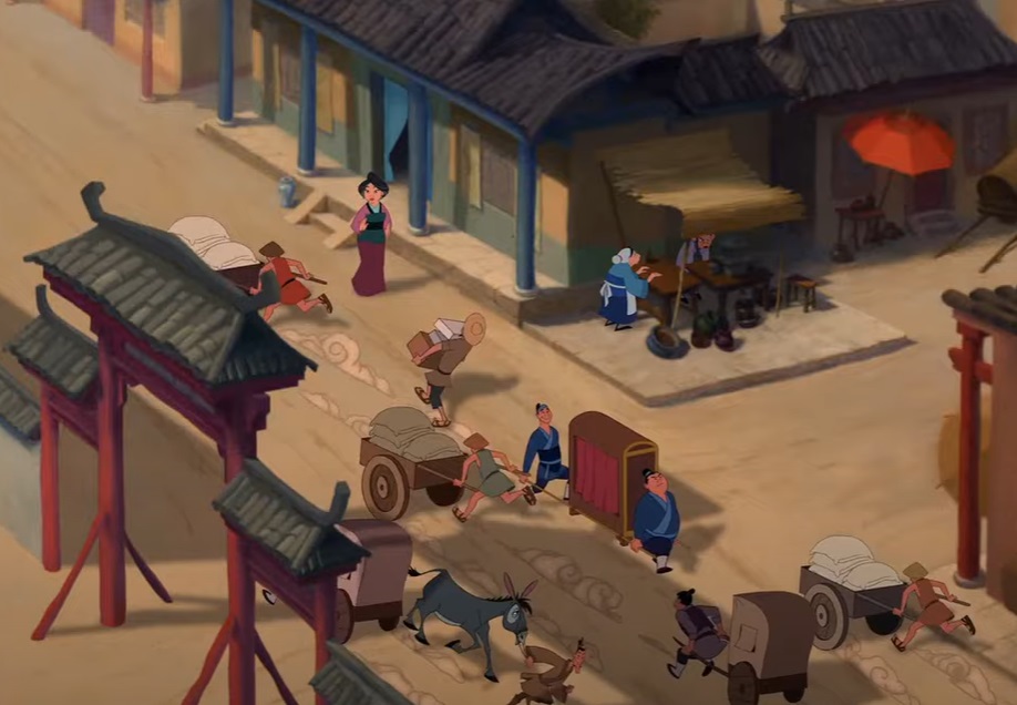 Screenshot from the animated musical coming-of-age action-adventure film Mulan (1998)