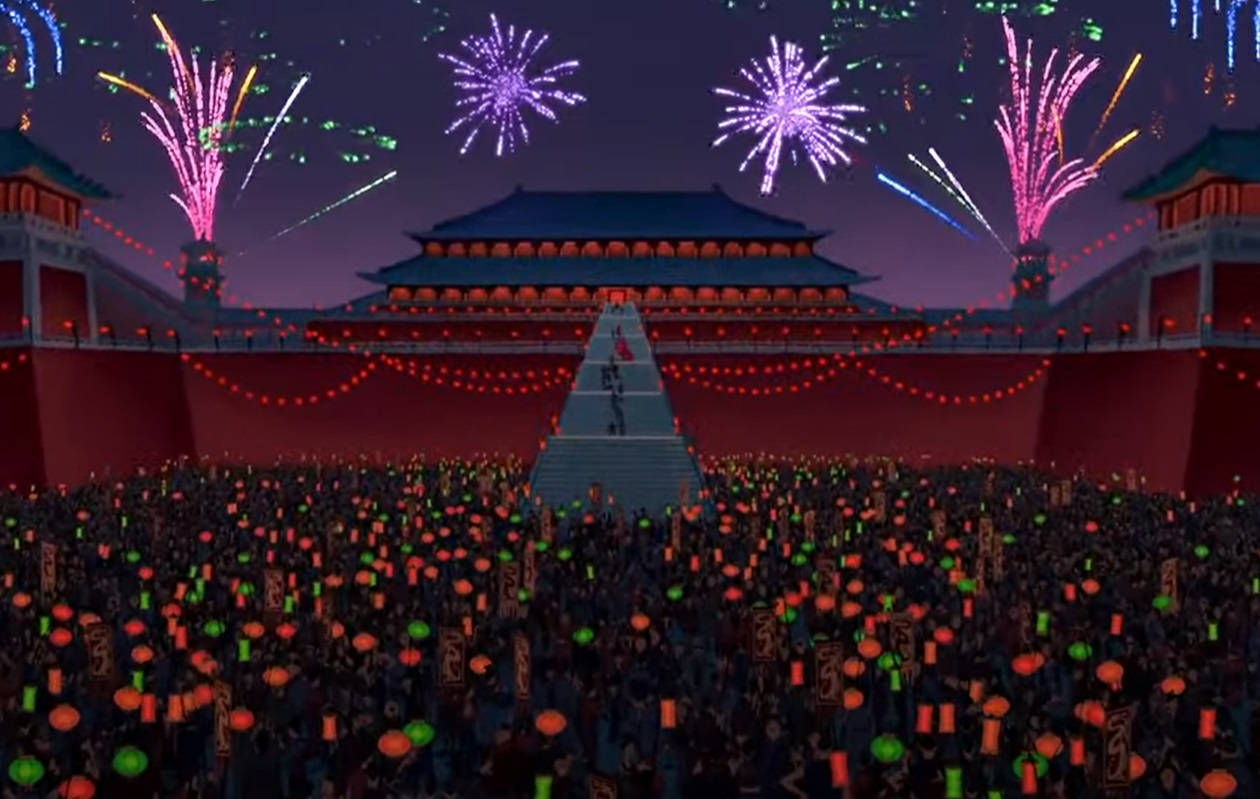 Screenshot from the animated musical coming-of-age action-adventure film Mulan (1998)