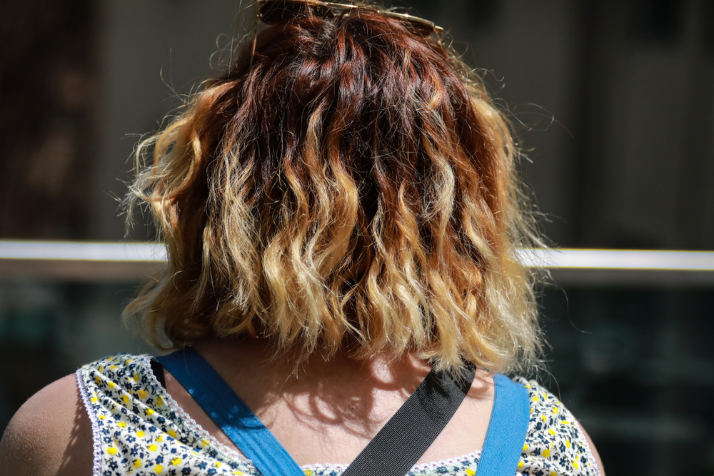 Woman with ombré colored hair