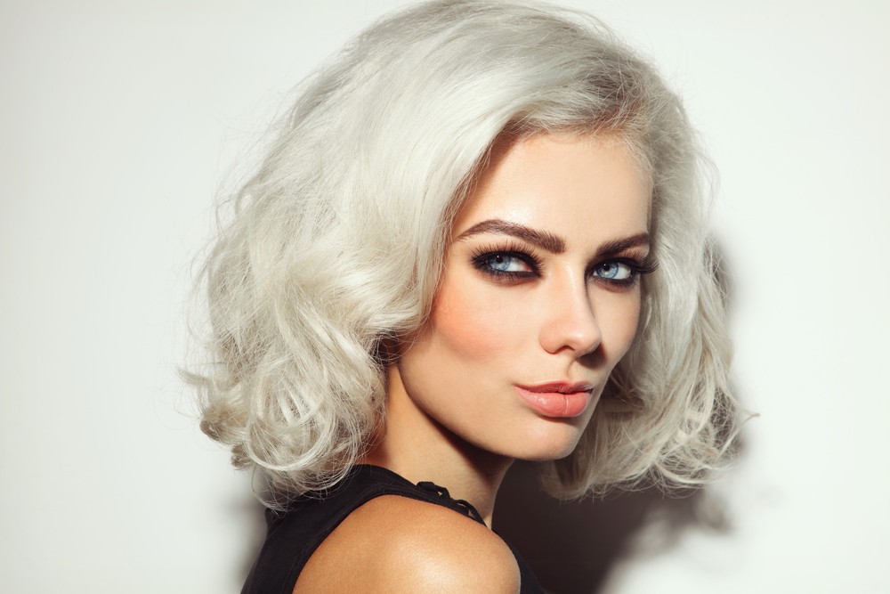 portrait of young beautiful platinum blond woman