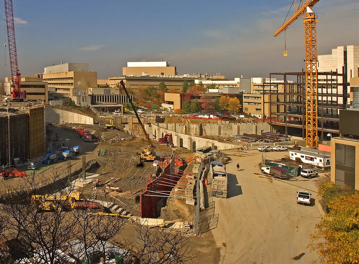 Photo of Two large segments of a large building site