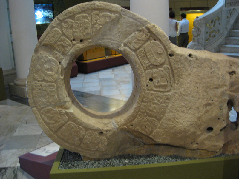 Close Up Photo of Original Maya ball court hoop, Merida, Yucatan, Mexico