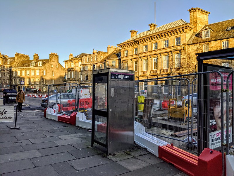 Tram Works on Bernard Street, Leith, Dec 2019