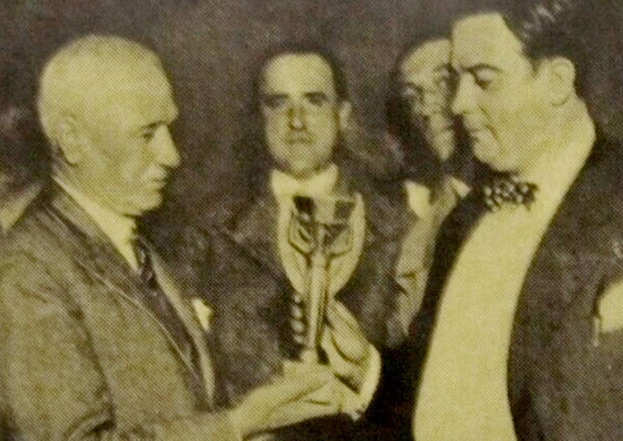 Jules Rimet presents 1930 FIFA Cup