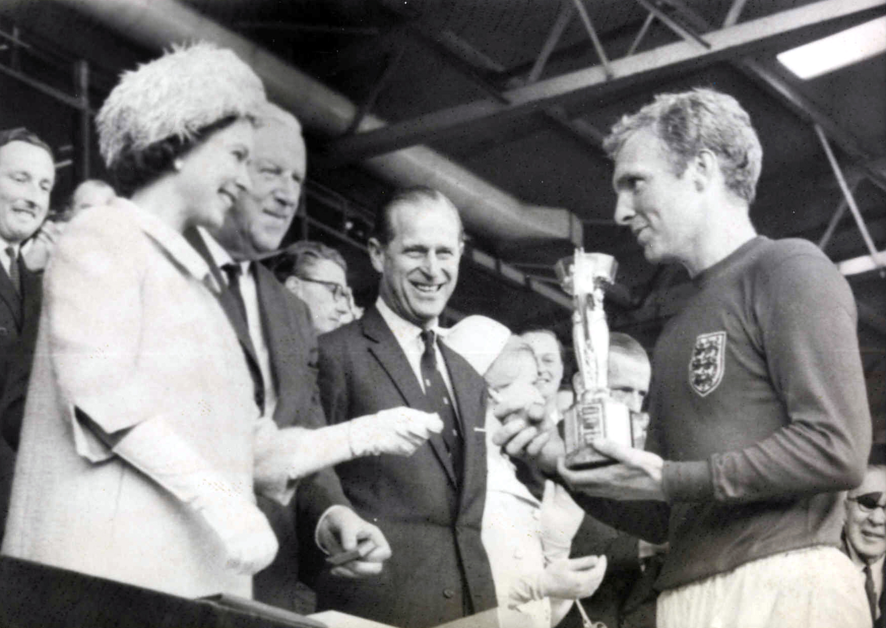 The Queen Presents The Jules Rimet trophy