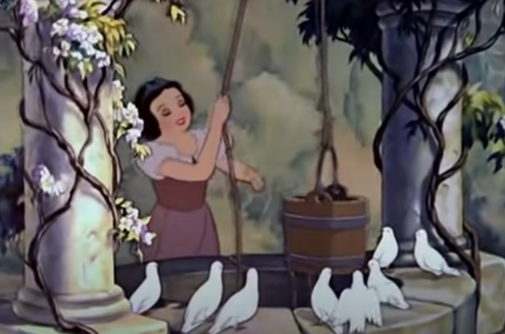 Image of Snow White taking water