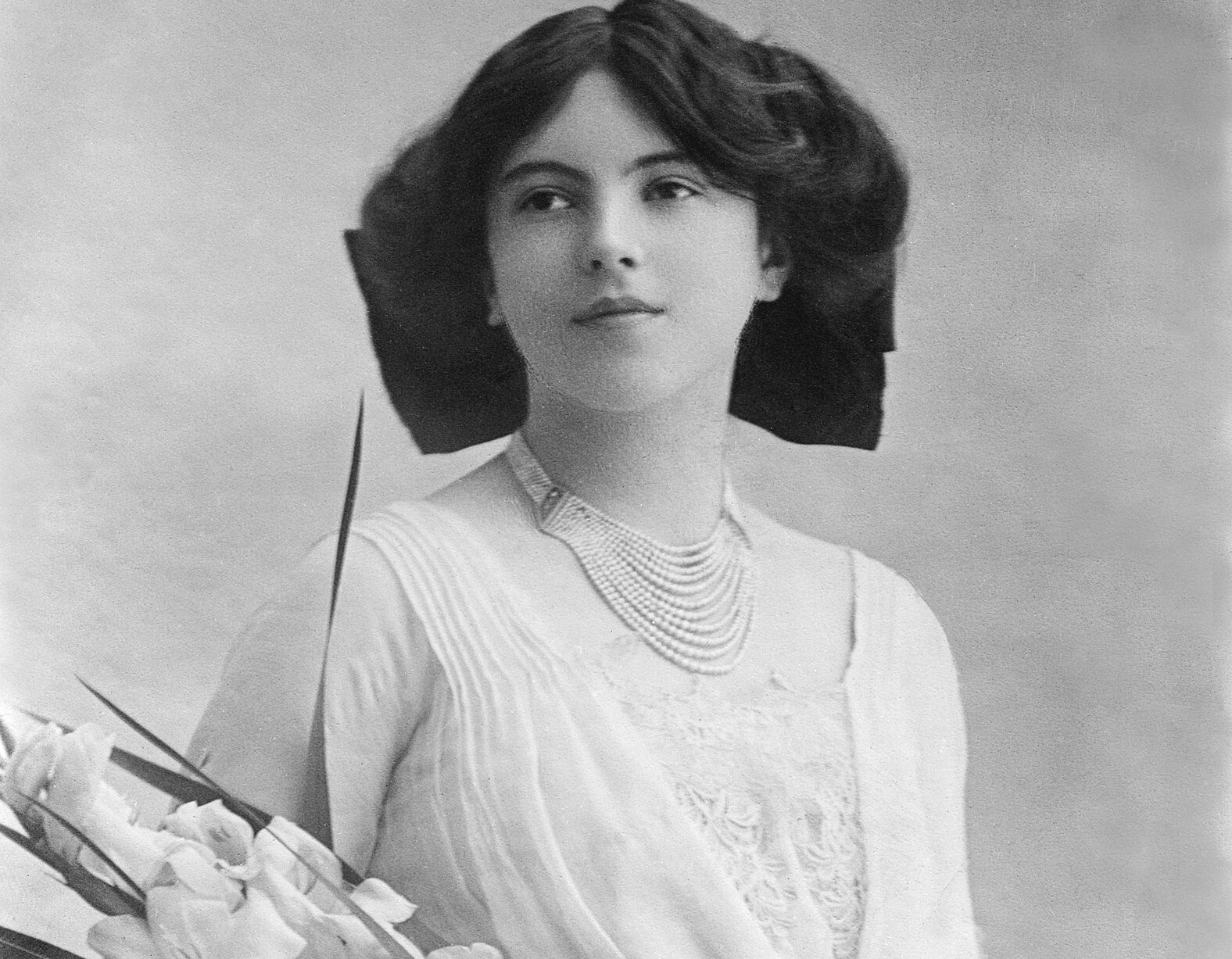 Marchioness of Milford Haven wearing pearls