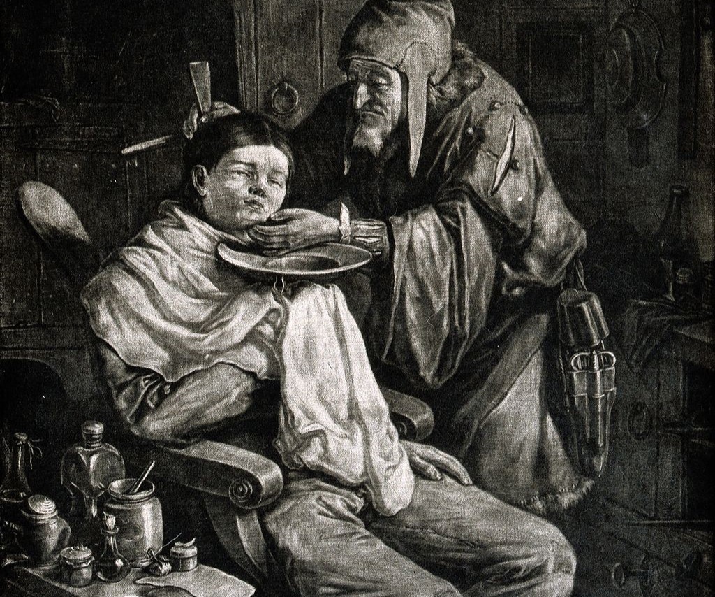 A wizened old barber