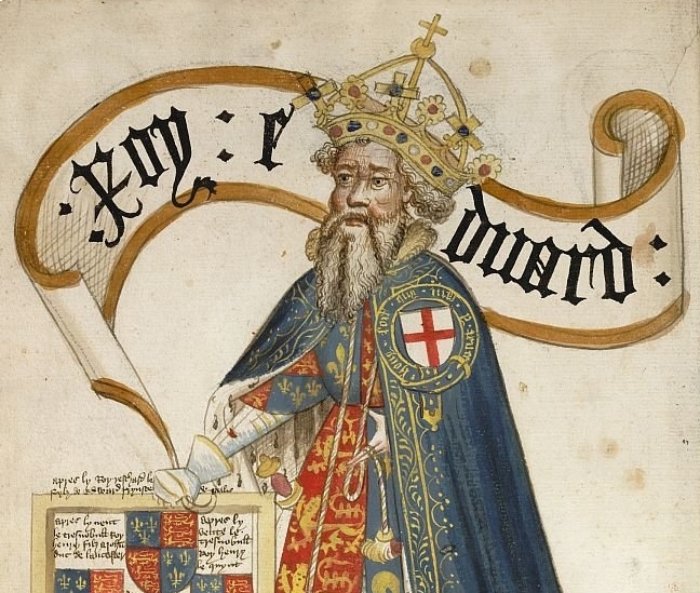 An illuminated manuscript miniature, c.1430-1440, of Edward III of England (1327-1377)