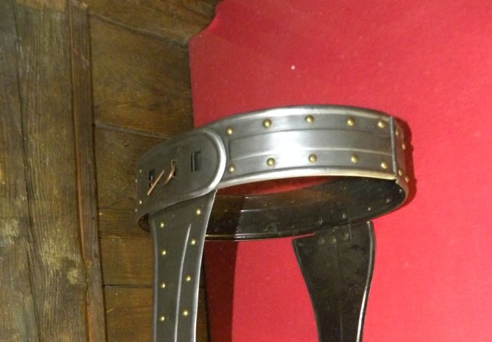 Close up Photo of Chastity Belt displayed in a museum