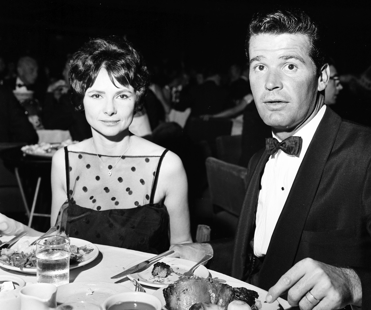 Actor James Garner with his wife Lois Clarke attends a party in Los Angeles, California - circa 1958