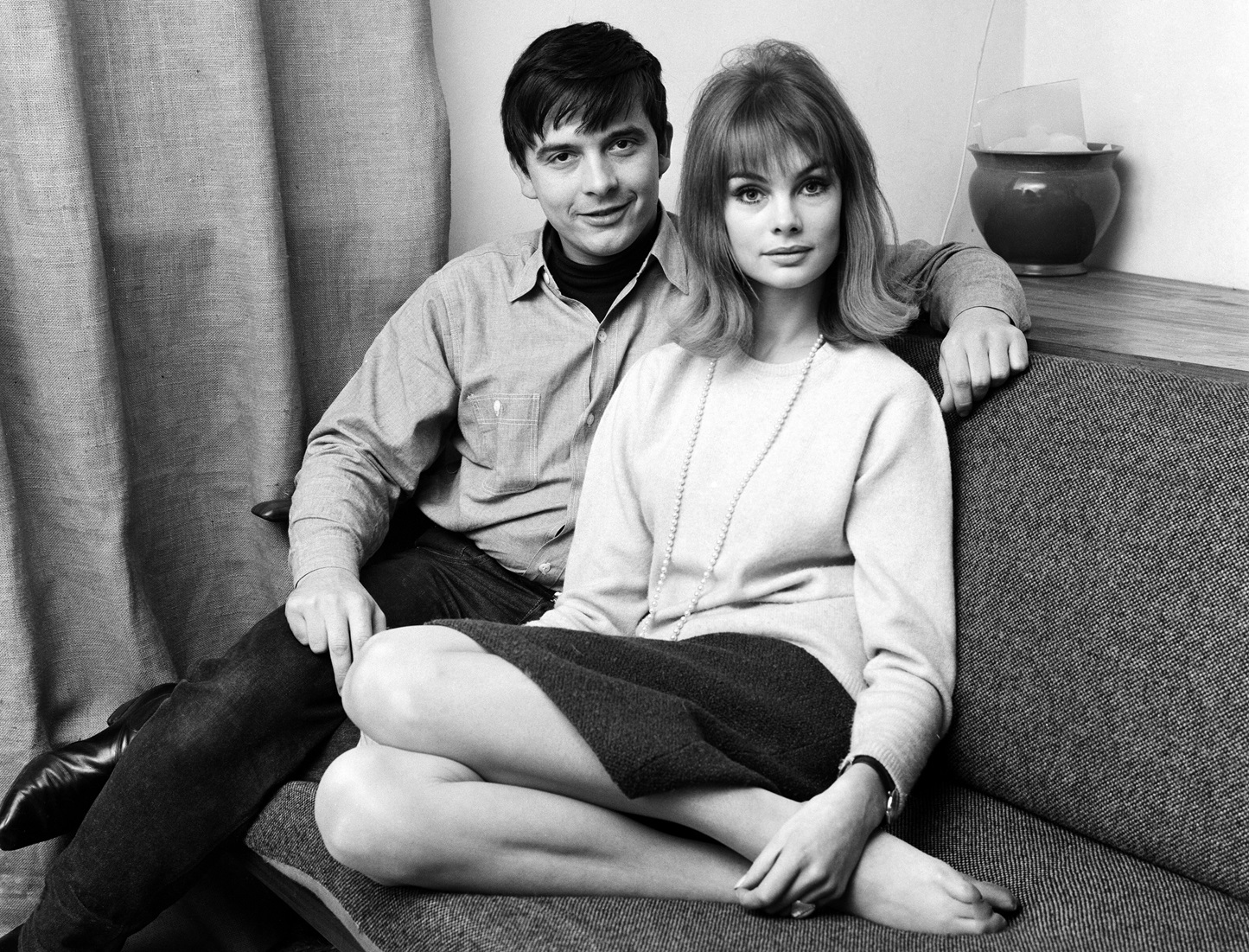 Photographer David Bailey and model Jean Shrimpton photographed at his home, London. 13th December 1963.