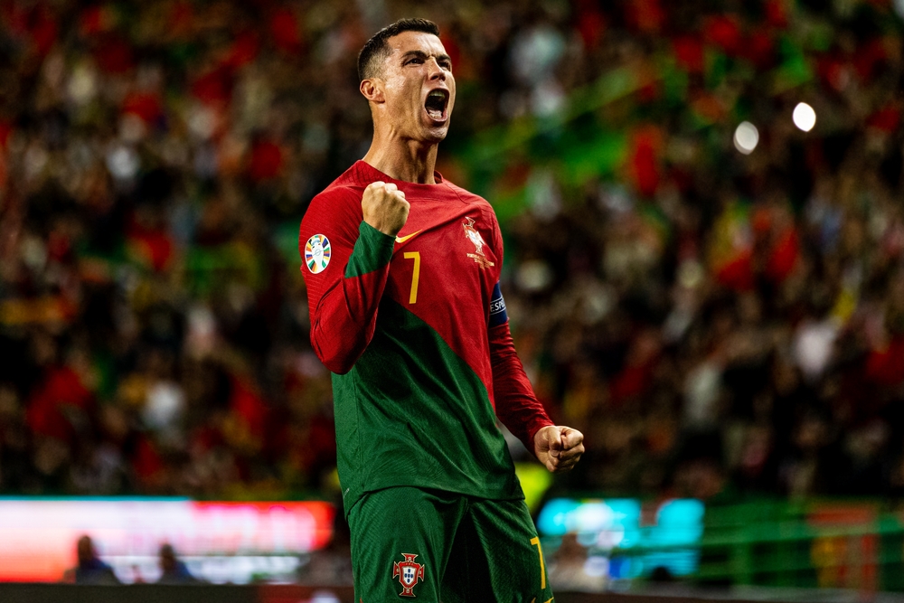 Cristiano Ronaldo celebrates after scored goal