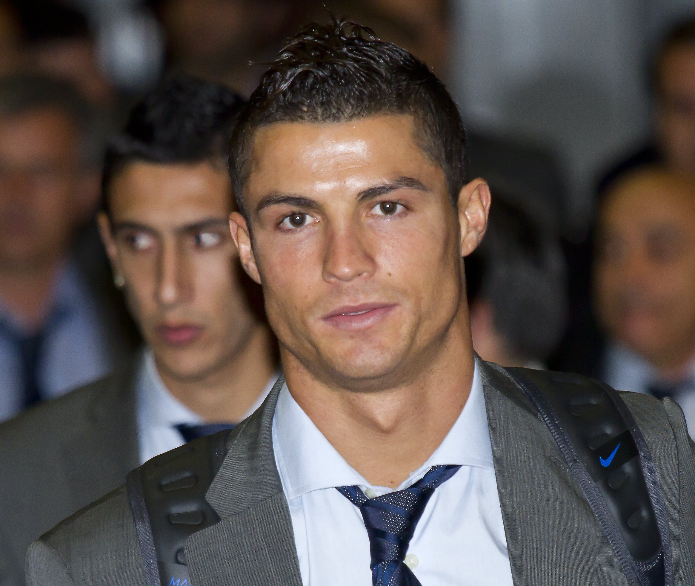 Cristiano Ronaldo, player of Real Madrid C. F., arrive at Barcelona Airport