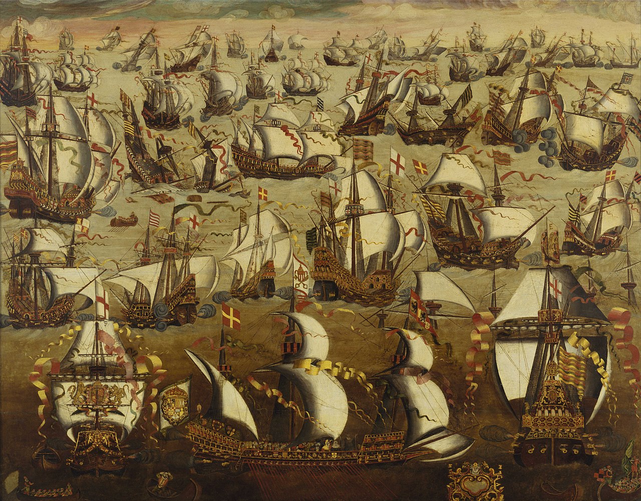 Painting of English Ships and the Spanish Armada, August 1588.