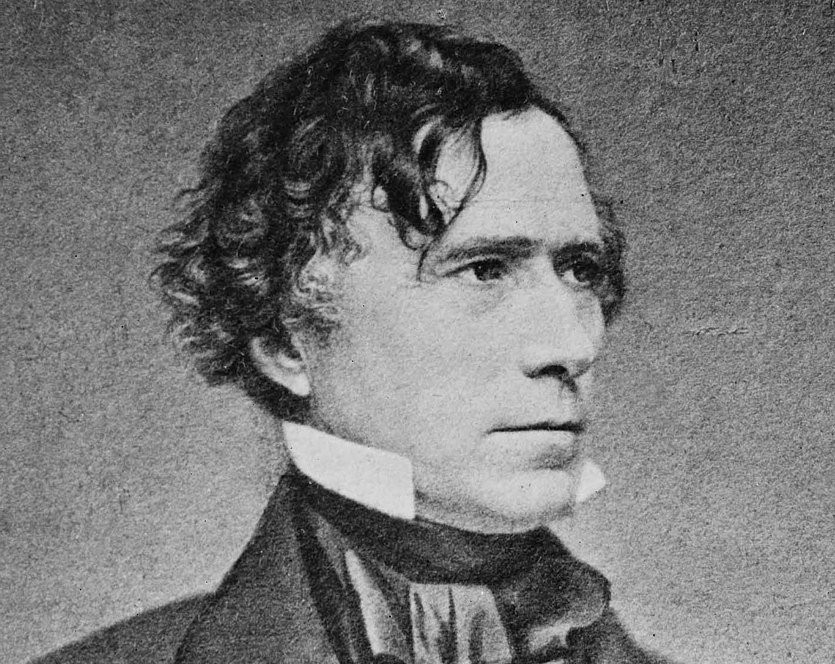 Grayscale Portrait Photo of U.S. President Franklin Pierce in dark suit