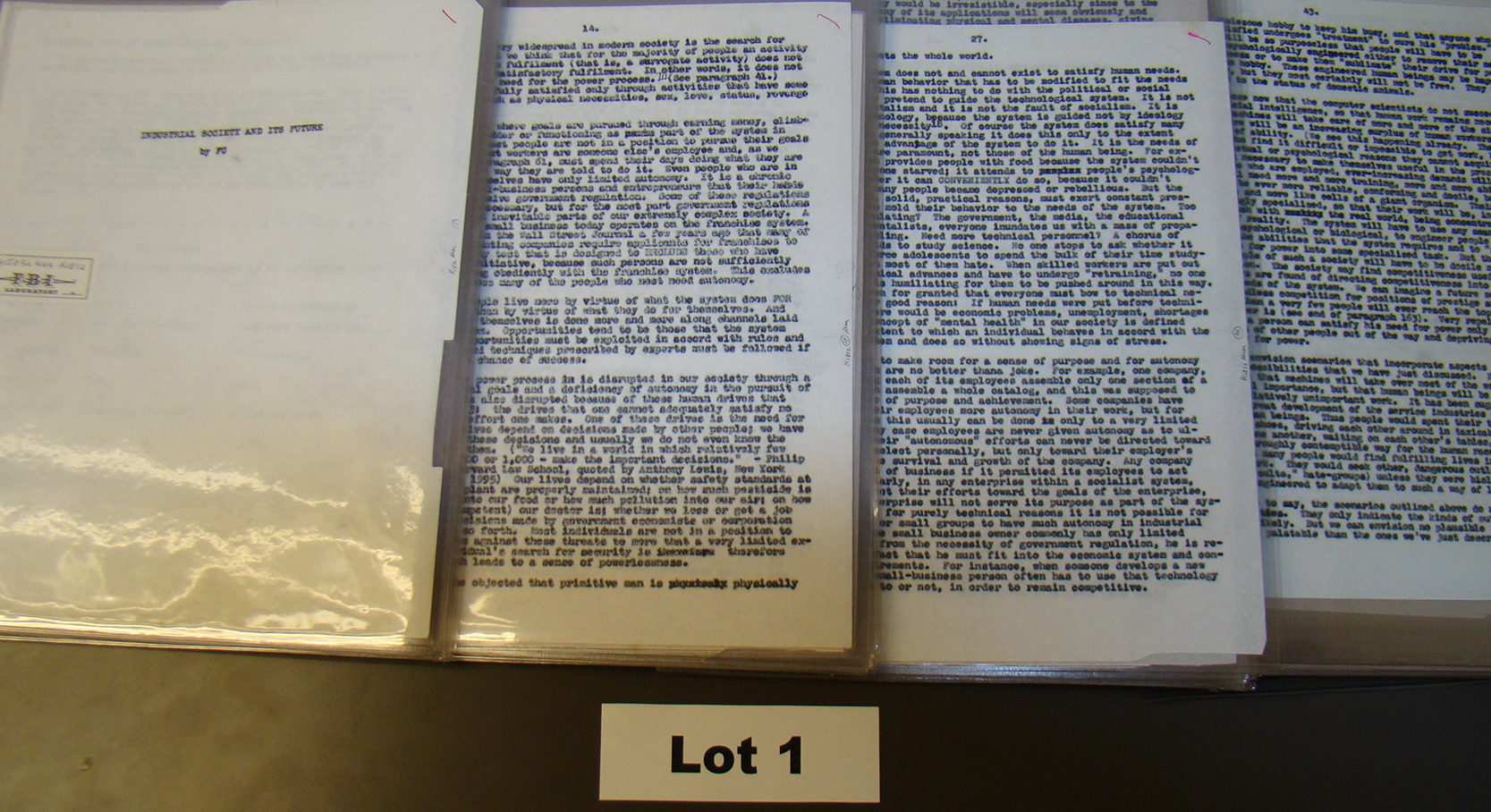 This is Kaczynski's typed version of the