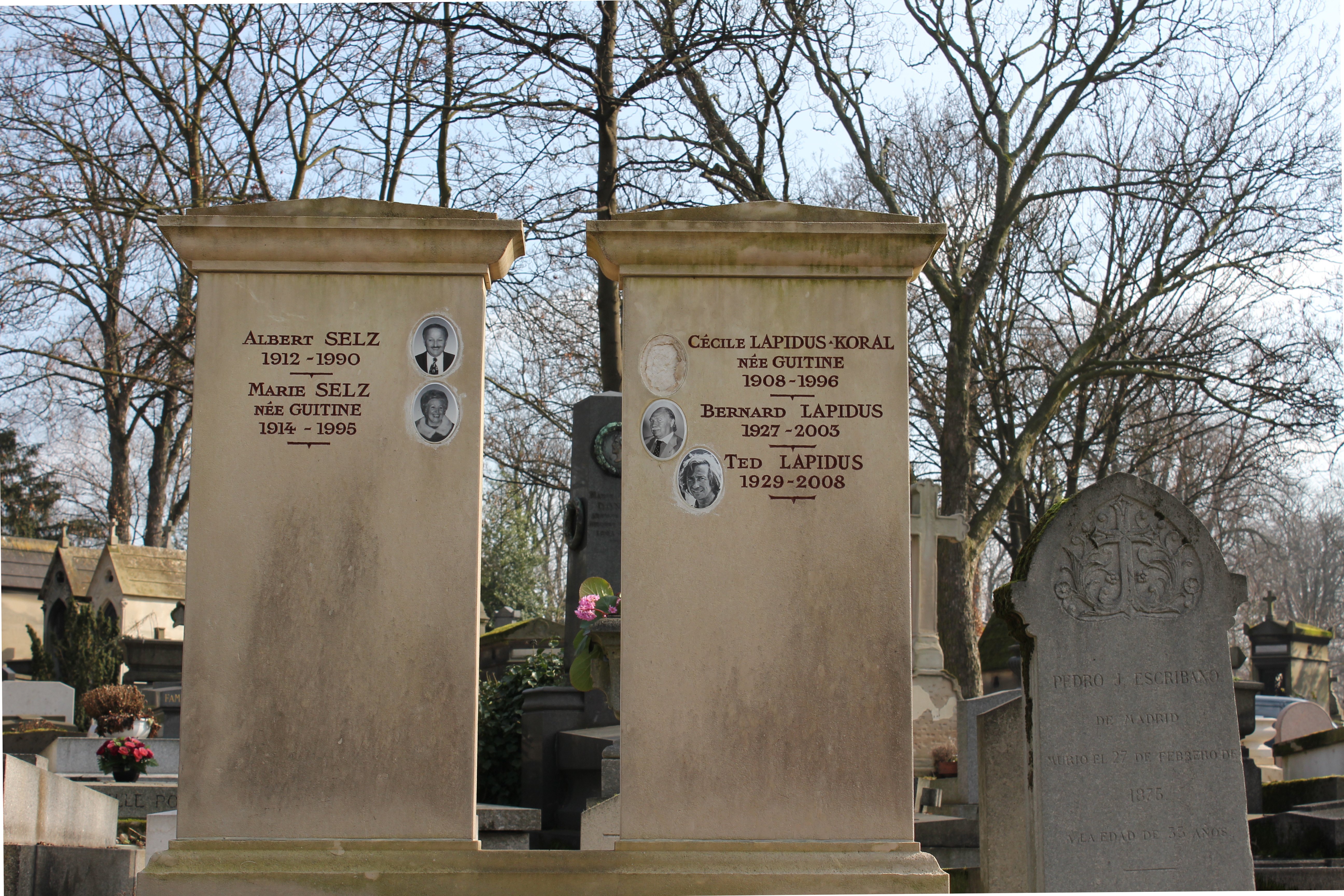 Ted Lapidus's tombstone in Père Lachaise Cemetery, in Paris.