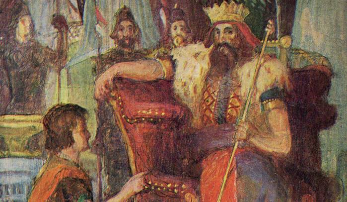 An illustration of Nebuchadnezzar II around people