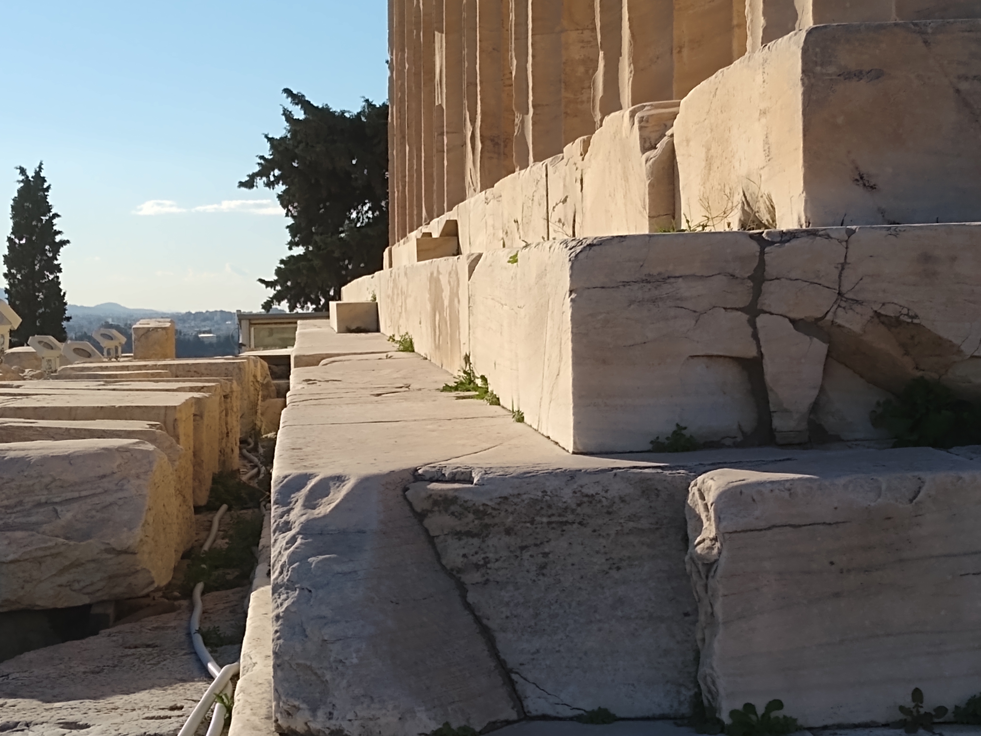 East steps of the Parthenon illustrating the curvature of the stylobate.