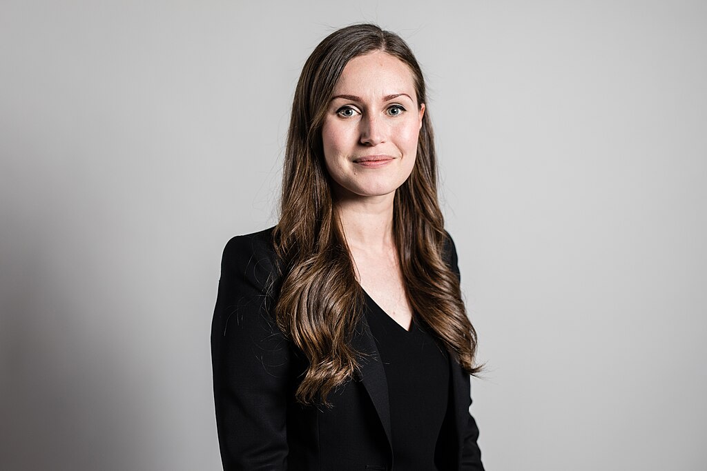 Portrait Photo of Sanna Marin in dark outfit