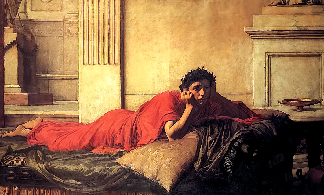 Emperor Nero of Rome painting, in red clothes