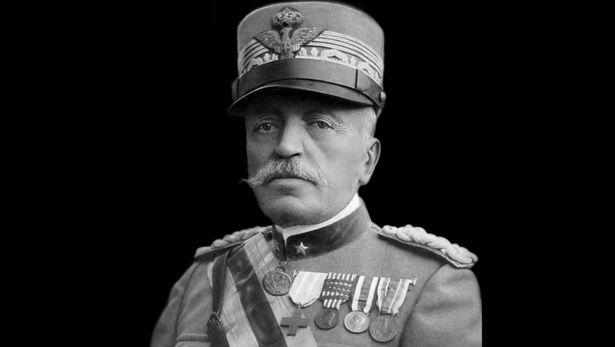 A black and white portrait of Luigi Cadorna