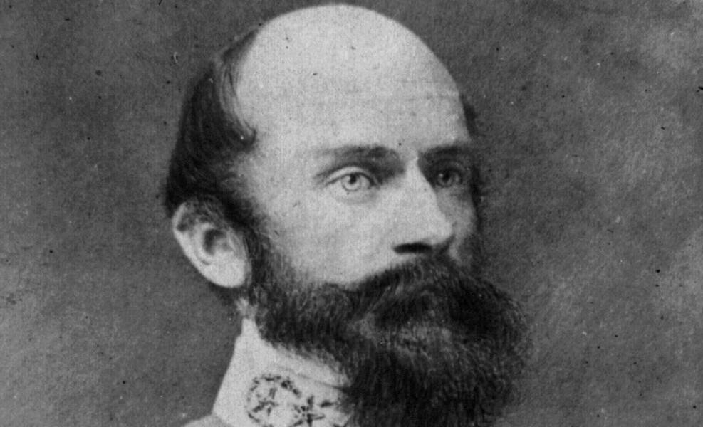 A black and white portrait of Richard Stoddert Ewell