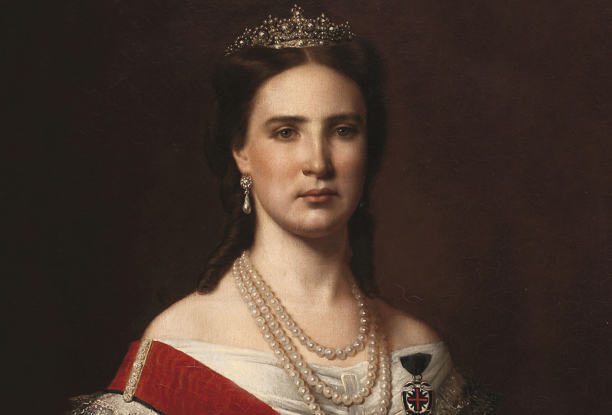 Portrait of Empress Carlota of Mexico (1840-1927) in white dress